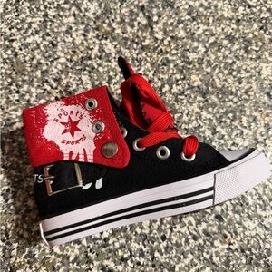 Sporty Black and Red Kids High-Top Sneakers